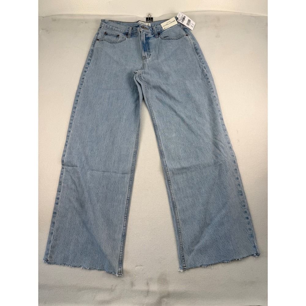Abercrombie & Fitch Low Rise Ultra Loose Light Wash Wide Leg Jeans 28 Regular